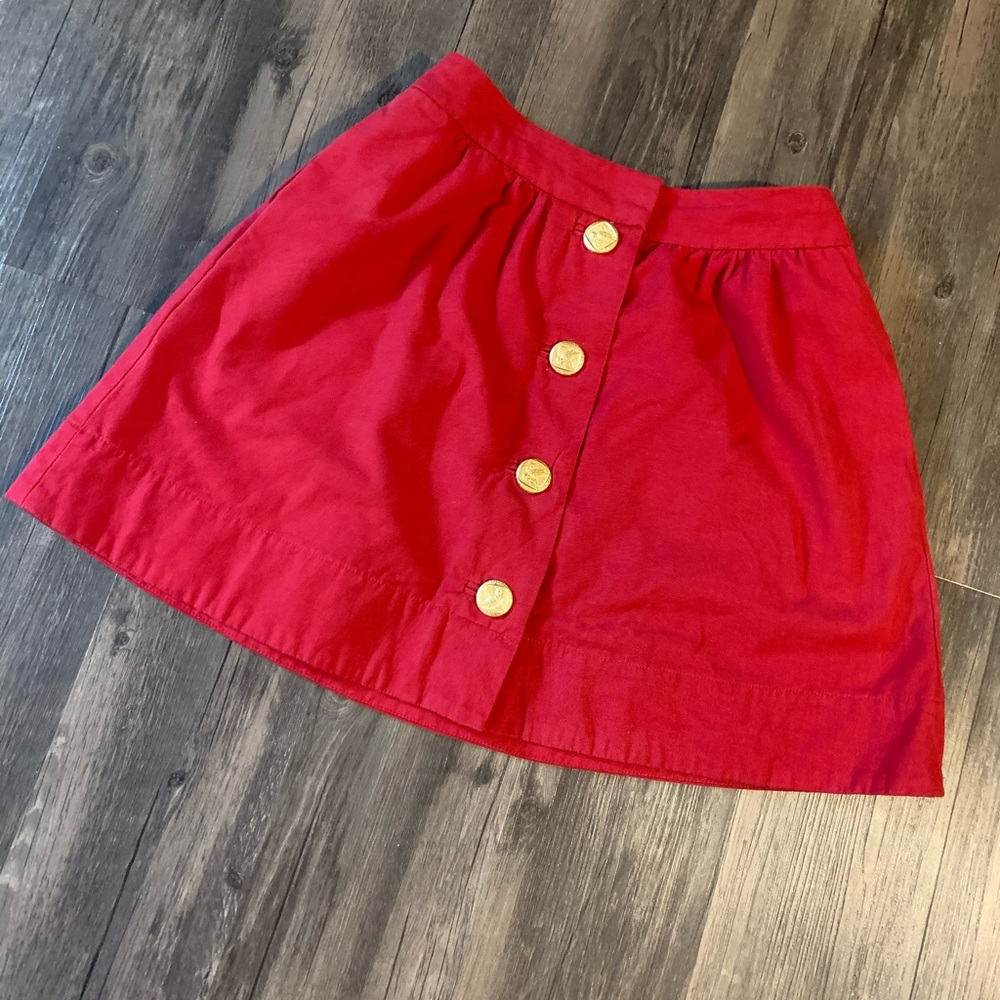 Red Skirt W/ Gold Owl Buttons